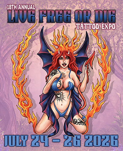 guidebook-cover-2026-live-free-or-die-tattoo-expo-manchester-nh Guidebook Cover - 18th Annual Live Free or Die Tattoo Expo - Manchester, NH - July 24-26, 2026