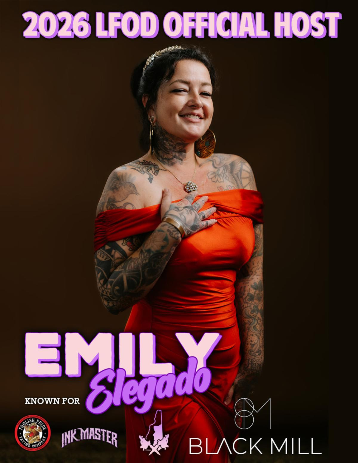 Host Emily Elegado - 18th Annual Live Free or Die Tattoo Expo - Manchester, NH - July 24-26, 2026